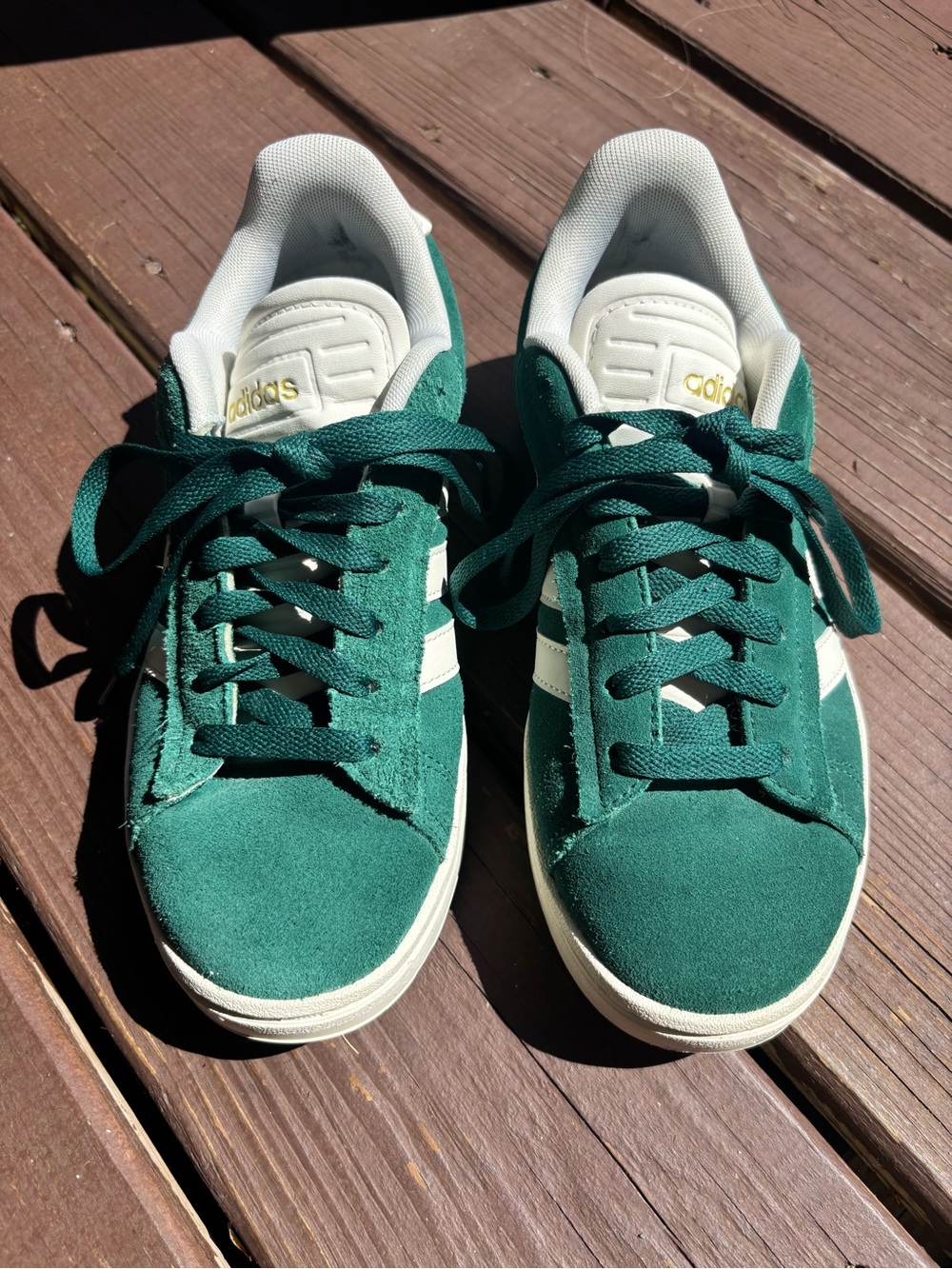 adidas Womens Green Suede Low-Top Sneakers - Picture 2 of 5
